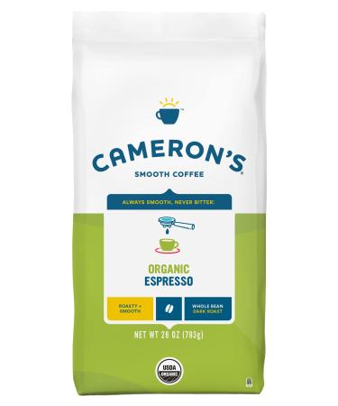 Cameron's Coffee Organic Espresso Whole Bean Coffee, Dark Roast, 100% Arabica, 28-Ounce Bag, (Pack of 1) Organic Espresso 1.75 Pound (Pack of 1)