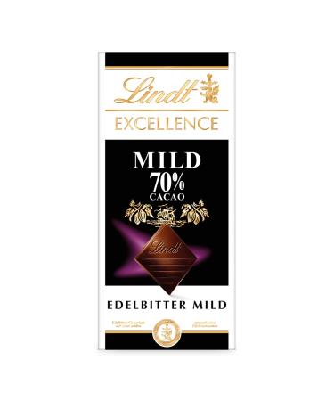Lindt Excellence Mild 70 % cocoa - mild noble bitter chocolate |100 g Tafel |Extra mild bitter chocolate |Intensive cocoa taste |Dark chocolate |Vegan chocolate |Chocolate gift 70% mild - Buy Online on GoSupps.com