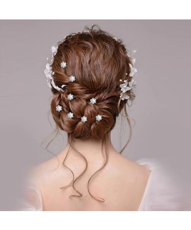 20PC Wedding Hairpins with Pearl Flowers & Rhinestones | Bridal Hair Jewelry for Women & Girls - U-Shaped Clips for Communion & Parties - Buy Online on GoSupps.com