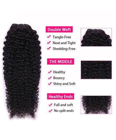 Cecycocy Kinky Curly Clip in Hair Extensions - Brazilian Remy Human Hair 3C 4A, Natural Black, 18 Inch - Buy Online on GoSupps.com