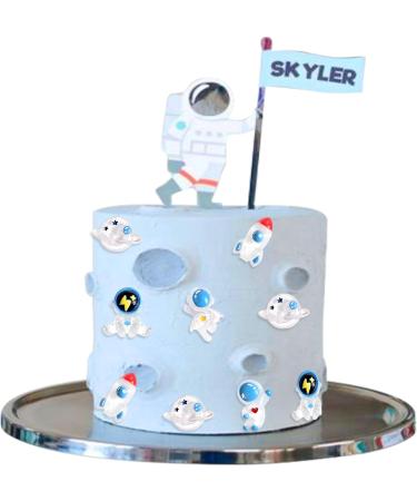Cyodoos 25Pcs Outer Space Cupcake Toppers Space Astronaut Cupcake Picks Rocket Planet Trip to the Outer Space Themed Kids Children Party Supplies Blue - Buy Online on GoSupps.com