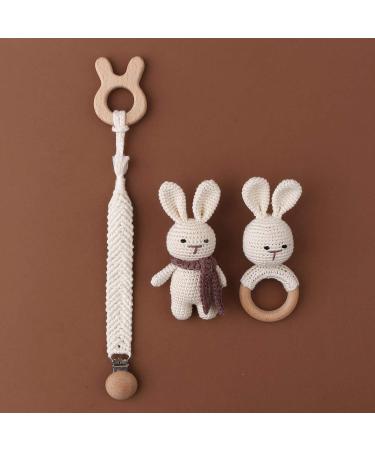 TIAN-K Rabbit Pacifier Chain Set - Braided Beech Wood Teething Ring & Baby Accessories - Stylish & Safe International Shipping - Buy Online on GoSupps.com