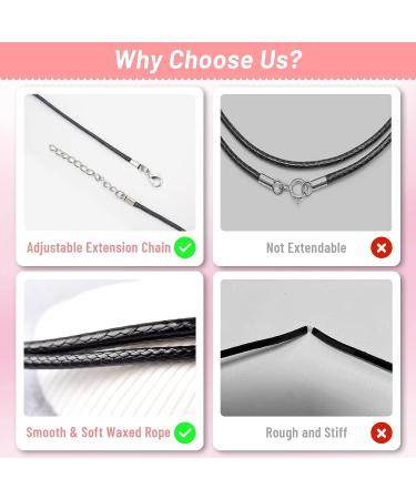 Paxcoo 50Pcs Necklace Cord with Clasp - 24 Inch Waxed Cotton Cord for Jewelry Making Supplies - Buy Online on GoSupps.com