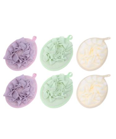 LEORX Loofah Sponge 6pcs Shower Pouf Exfoliating Mesh Bath Loofah Body Scrubber with Elastic Hand Strap Bath Mitt