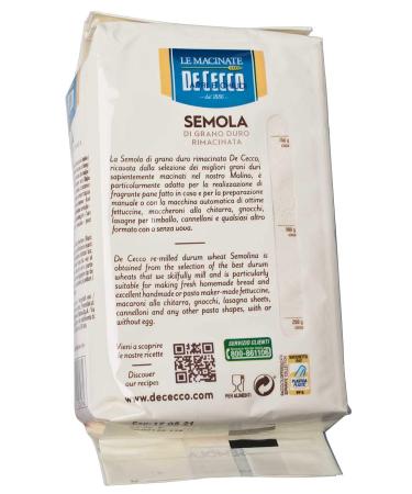 De Cecco Durum Wheat Semolina - Semola di Grano Duro Rimacinata (6 x 1 kg) | Premium Quality Pasta Flour for International Shipping - Buy Online on GoSupps.com