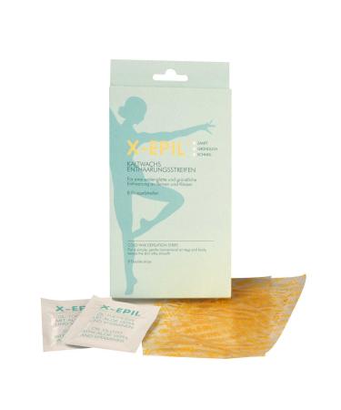 X-EPIL cold wax hair removal strips for legs & body 8 pieces For precise hair removal