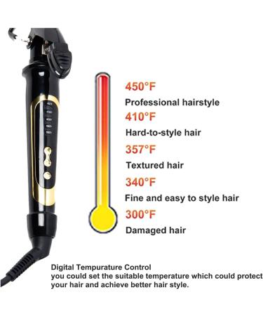 SSATISCN Curling Iron 1 1/4 inch with Ceramic Coating Barrel for Long Hair Dual Voltage Extra Long Barrel 1.25 Inch Curling Iron Instant Heat up to 450 F Hair Waving Style Tool for Women .Girls(Black) - Buy Online on GoSupps.com