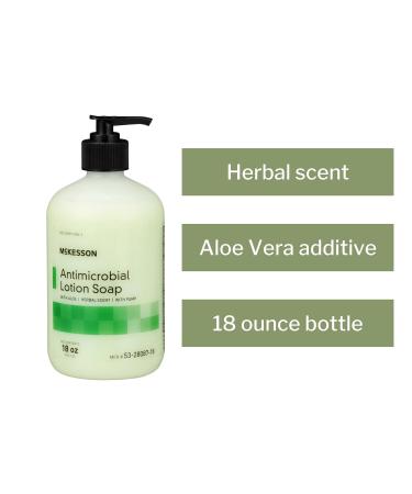 McKesson Antimicrobial Lotion Soap with Aloe Herbal Scent - 18 oz Pump - 1 Count - Buy Online on GoSupps.com