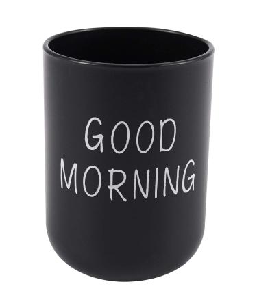 Pimahnry Home Bathroom Toothbrush Toothpaste Holder Round Washing Tooth Bowl PP Drinking Glass Tooth Mug Travel Camping Black