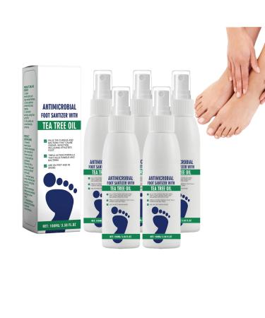 VKaoess Tea Tree Oil Foot Spray Natural Refreshing Spray for Shoes and Feet Deodorant Deodorant for Smelly Feet Foot Care with Aloe Vera for Men and Women 5 Bottles