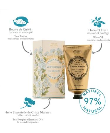 Panier des Sens Sea Samphire Hand Cream - Ultra-Hydrating Vegan Formula with Shea Butter & Olive Oil - 97% Natural Ingredients - 75ml - Buy Online on GoSupps.com
