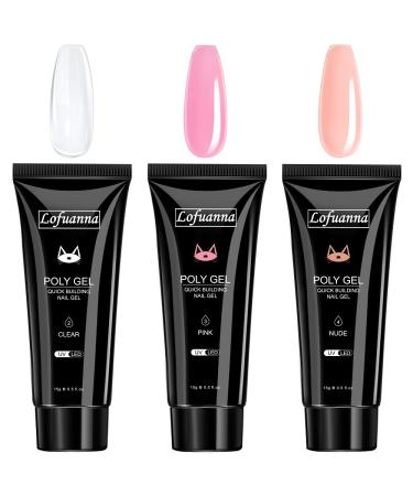Lofuanna poly gel 15ml poly nail gel nail extension gel soac off UV LED fast-building acrylic gel for nails acrylic nail thickening builder gel (3-color set) 3 color set