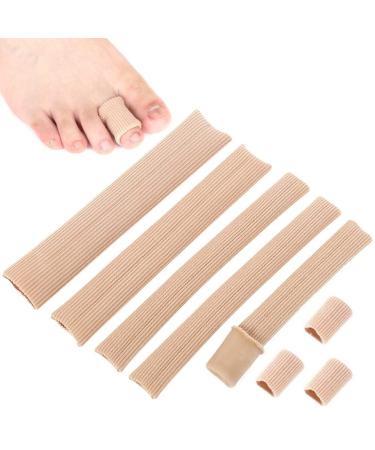Metagio 5 pieces toe protection cutable silicone toe protection toe cushion tube hose bandage gel fingering finger protection gel protection gel toe cushions for corns remover callus pillows calluses 3 sizes