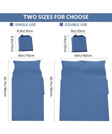 Compact Portable Adult Sleeping Bag Liner | Lightweight Travel Sleep Sheet | Premium Soft Hotel Sleep Sack | Ideal for Camping and Travel | Blue | 82.5 X 63 Inch - Buy Online on GoSupps.com