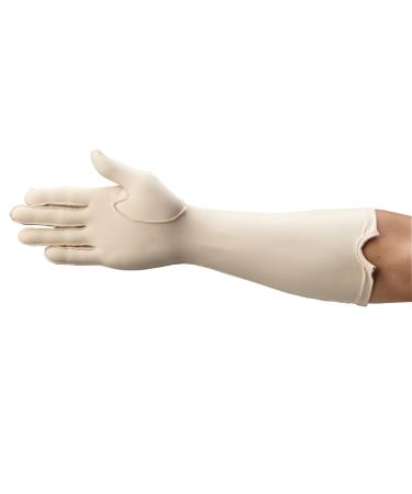Rolyan Forearm Length Right Compression Glove Full Finger Compression Sleeve to Control Edema and Swelling Water Retention and Vericose Veins Covers Fingers to Forearm on Right Arm Large