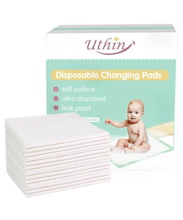 UTHIN Disposable Changing Pads for Baby, 18x 26(50 Count) Super Soft Diaper Changing Table Protector, Waterproof & Absorbent Chux Pad Liners for Home or Travel