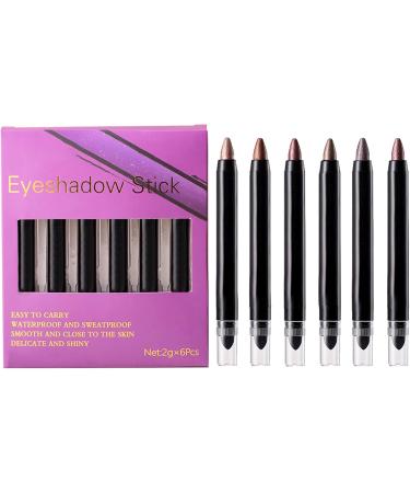 Eyeshadow Sticks Set of 2g x 6 Shimmering Pencils Long-Lasting Eyeshadow Smooth Cream Texture Waterproof Makeup Pen | Brightening Eye Pencil - Buy Online on GoSupps.com