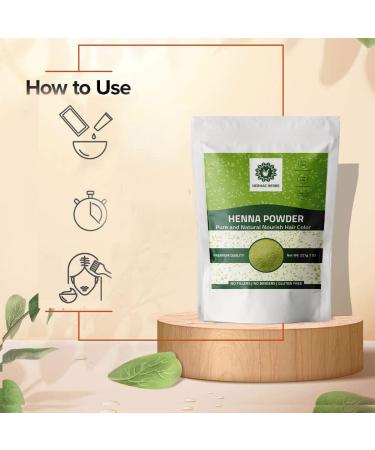 Henna Powder for Hair 227g - Pure Natural Black Hair Color | Heena Mehendi | Vegan Hair Dye - Buy Online on GoSupps.com