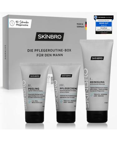 Skinbro facial care men set |Made in Germany |3 Skincare care set men - cleaning peeling and face cream caffeine vegan |Ideal gift set men |Cleanser Care & Moisturizer - Buy Online on GoSupps.com
