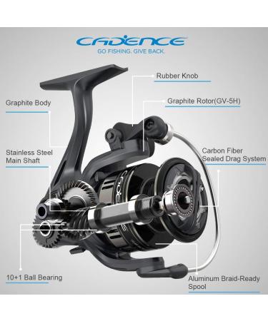 Cadence Ideal Spinning Reel - 10 + 1 BB, 30LBs Max Drag, 6.2:1 Ratio - Durable, Powerful, and Smooth Fishing Reel for Freshwater - Great Value and Tuned Performance 1000 - Buy Online on GoSupps.com