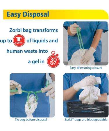 Zorbi Commode Liner Bags with Super Absorbent Pads White 12 Count - Buy Online on GoSupps.com