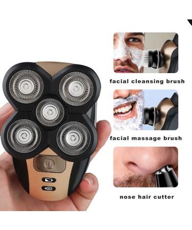 5-in-1 Head Shaver for Bald Men - Waterproof Electric Razor Rechargeable 4D Floating Head Nose & Body Hair Trimmer - Buy Online on GoSupps.com