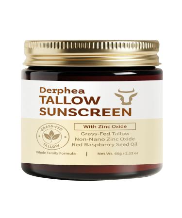 Natural Beef Tallow Sunscreen SPF 50 Daily Sun Care for Extremely Sensitive Acne-Prone & Kid-Safe Skin Non-Toxic Sunblock with 22% Non-Nano Zinc Oxide Clean Formula for Face & Body Sunscreen - Crepey Skin 2.12 Fl Oz (