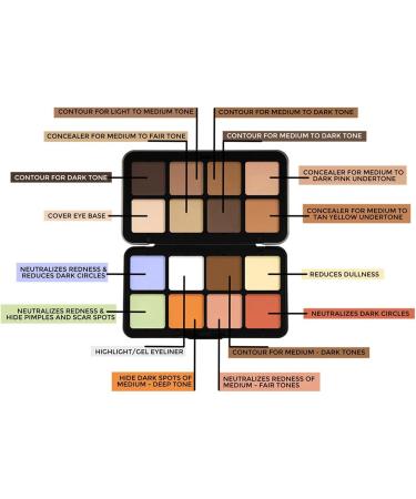 Cute Concealer Palette Reusable Facial Cosmetic Palette Solid 16 Color Waterproof Lift Sculpting Cream Contour Concealing Highlighting Contouring Makeup Palette for Women - Buy Online on GoSupps.com