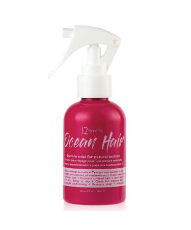 12 Benefits Ocean Hair Wave Spray - Leave-In Mist that Conditions Moisturizes Protects Scalp Protects Against Humidity & Static and Boost Volume (4 Oz)