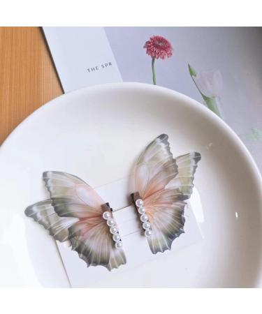 Handmade Butterfly Hair Clips Set - Organza Wings & Pearl Barrettes for Women & Girls - Buy Online on GoSupps.com