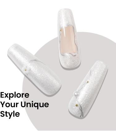 MEGIOR Spring Mermaid White Glitter Gel Nail Polish 15ml Gel Polish Soak off Uv Led Nail Lamp Nail Art Manicure Salon Salon DIY Gel Nail Design - Buy Online on GoSupps.com