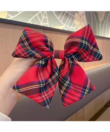 YUPs Red Butterfly Tartan Bow Knot Hair Clip - Festive Handmade Plaid Fashion Accessory for Girls and Women - Buy Online on GoSupps.com