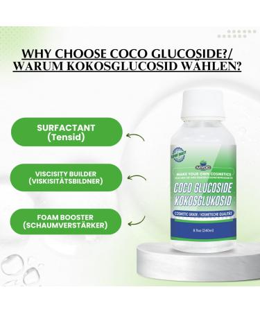 Coco Glucoside Cosmetic Grade 240 ml / 8 fl oz - Mild Non-Ionic Surfactant for Cleansers Shampoos and DIY Cosmetic Formulations - Buy Online on GoSupps.com