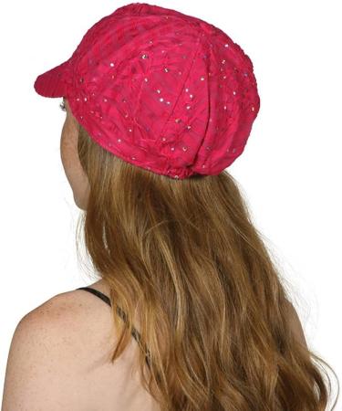 Greatlookz Fashion Glitter Sequin Trim Newsboy Cap in Fuchsia - Buy Online on GoSupps.com