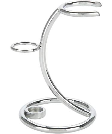 Premium Metal Shaving Brush Holder Stand - 2 in 1 Curved Design for Razor & Brush - Portable Universal Men's Facial Care Accessory - Silver - Buy Online on GoSupps.com