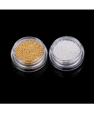 Minejin 3D Nail Art Gold Steel Ball Mini Beads - Silver Studs Metal Tips - 1mm - 4 Boxes 4 Pots - Buy Online on GoSupps.com