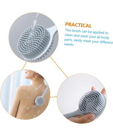 Silicone Back Scrub Brush with Handle - Bath Tub & Shower Cleaning Scrubber for Men - Buy Online on GoSupps.com