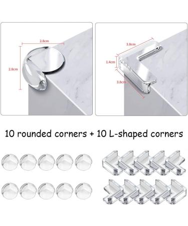 Transparent Silicone Safety Corner Guards for Childproofing Tables, Chairs, Furniture, and Cabinets - 20 Super Sticky L-Shaped and Round Protectors - Buy Online on GoSupps.com