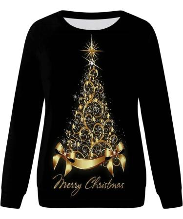 Shop Women's Santa Claus Sweater | Christmas & Ugly Moose Print Sweatshirts - XXL Black - Buy Online on GoSupps.com