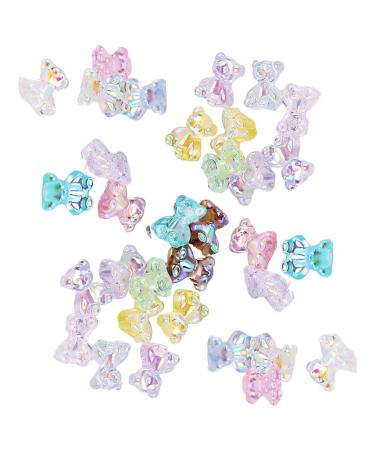 dijiusidy 50 Pieces Glass Crystal Set Eye-catching Personalized Nail Art Rhinestones DIY Handcraft Manicure Accessories for Card Making Aurora Bear