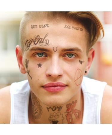 Lil Peep Face Tattoo Set | Temporary Tattoos | Halloween Costume | Skin Safe