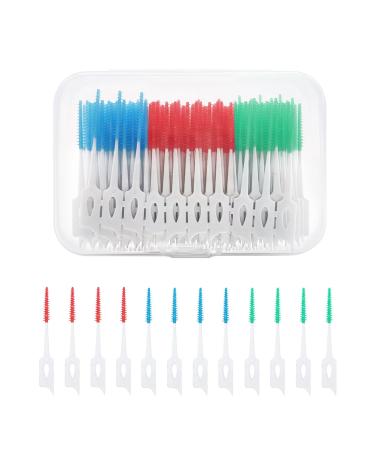 Skhaovs 240 pieces of teeth cleaning sticks for cleaning narrow interdental spaces interdental brushes dental stick silicone interental brush to remove plaque and food residues (3 colors)