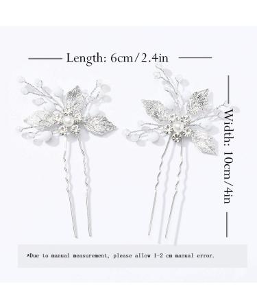 Edary Crystal Hairpins for Bride - Elegant Wedding Hair Accessories - Silver Hair Clips (Set of 2) - Buy Online on GoSupps.com