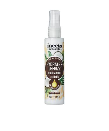 Inecto Naturals Hydrate & Defrizz Coconut Dream Cr me Hair Serum 100ml Anti Frizz Preservers Moisture for Visibly Smooth Hydrated 100% Natural Oils Dry and Damaged