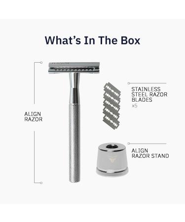 BOVEM Align Razor Premium Single Blade Safety Razor for Men | Double Edge Shaving with Stand & 5 Blades | Space Grey - Buy Online on GoSupps.com