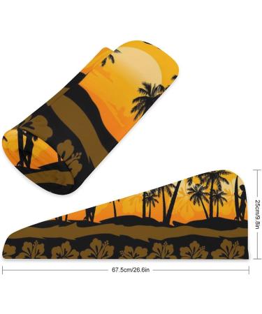 Tropical Frangipani Palms Hair Towel Wrap for Women - 10x26 Inch Super Absorbent Microfiber Turban - Buy Online on GoSupps.com