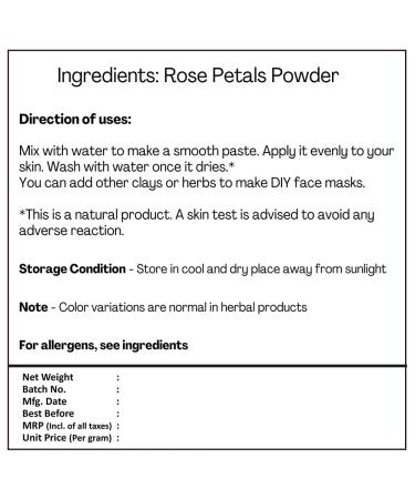 100% Pure Rose Petals Powder (Rosa Centifolia) - 1/2 LB/ 227g/ 8 Oz for Facial Masks | H&C Herbal Ingredients - Buy Online on GoSupps.com
