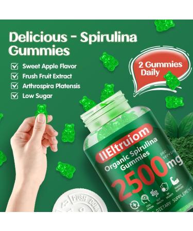 IIEltruiom Organic Blue Spirulina Chlorella Gummies 13-in-1 Super Greens & Superfoods Spirulina 2500mg Enhanced Daily Energy with Sea Moss Chlorophyll GLA Gluten Free 60 Vegan Gummies - Buy Online on GoSupps.com