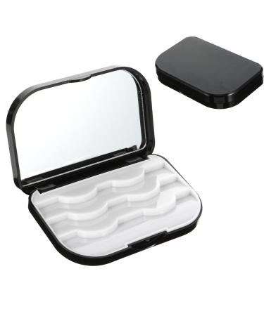 Eyelash Case Shmian Empty Eyelashes Storage Organizer Holder Case With Makeup Mirror Travel Pallet Lash Holder Display Can Store 3 Pairs Black