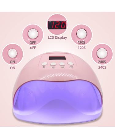 RedFlow UV LED Nail Lamp - Pink Polycarbonate Large Size with Palm Print & UV Protection Gloves | Perfect for International Shipping - Buy Online on GoSupps.com